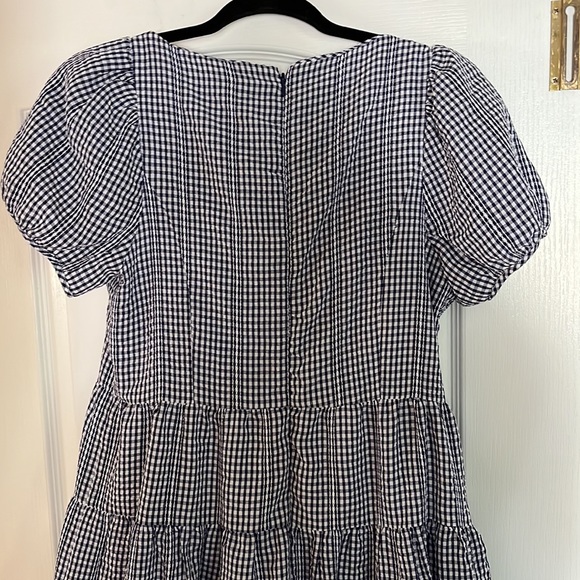 LIKELY NAVY BLUE WHITE GINGHAM DRESS-10 - Picture 9 of 9